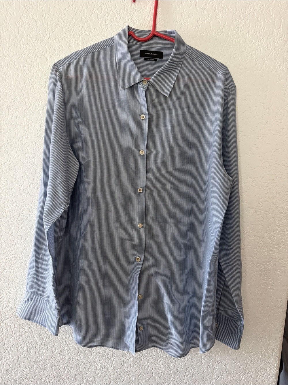 Isabel Marant Blue and White Pinstripe Button-Down Shirt